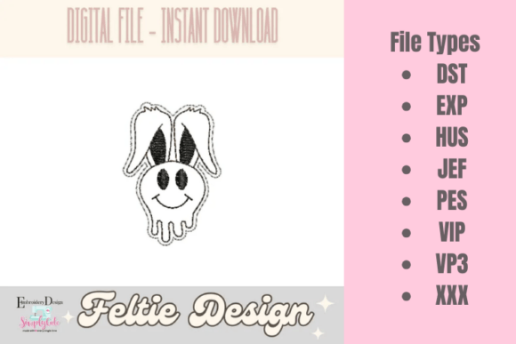 Bunny ITH Feltie Embroidery Design