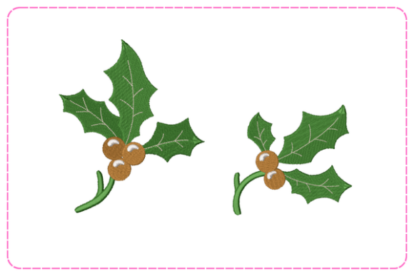 Christmas Holly Leaves Embroidery Design