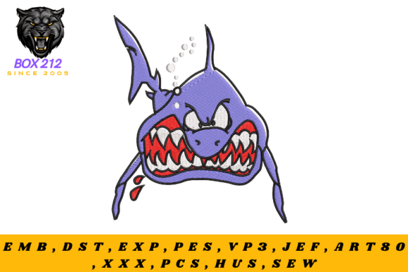Fierce Shark Embroidery Design