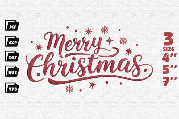 Merry Christmas Snowflakes Embroidery