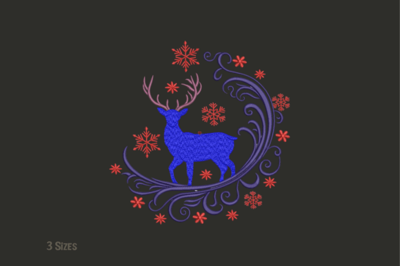 Royal Winter Deer Embroidery Design
