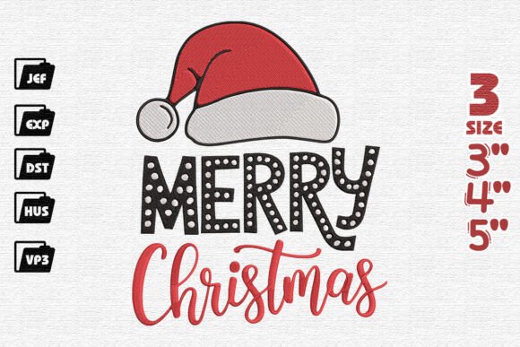 Santa Hat, Merry Christmas Embroidery